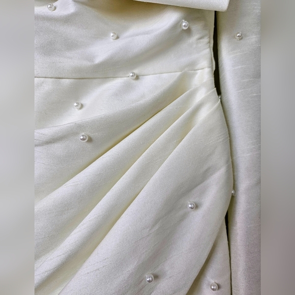 Sachin & Babi Pippa One-Shoulder Pearl-Embellished Bridal Wedding Mini Dress, 0 - Picture 7 of 15